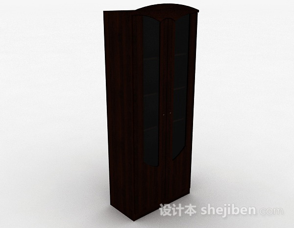棕色木质双门多层展示柜3d模型下载