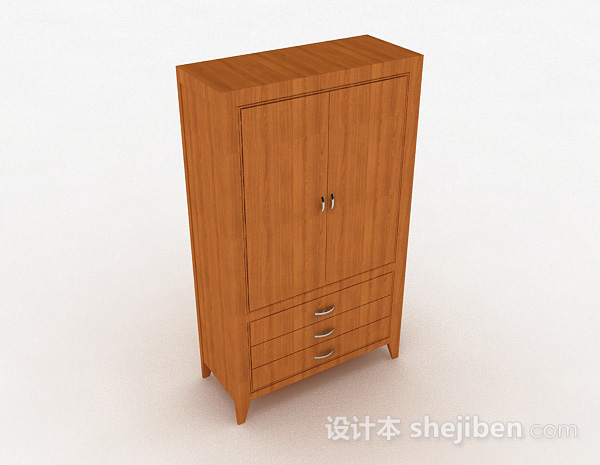 黄色木质衣柜3d模型下载
