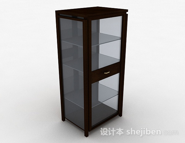 棕色木质多层展示柜3d模型下载