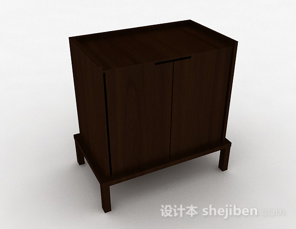 棕色现代风格双门储物柜3d模型下载