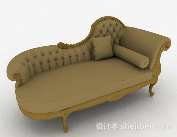 欧式棕色多人沙发3d模型下载