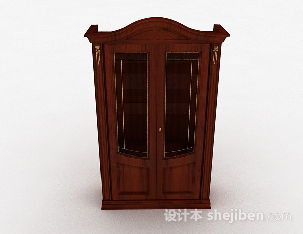 棕色木质衣柜3d模型下载