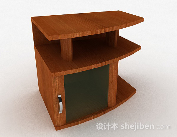 浅棕色木质扇形展示柜3d模型下载