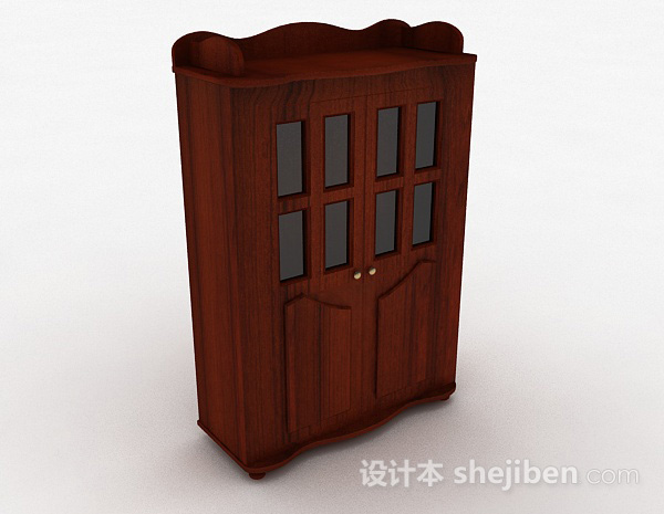 棕色木质衣柜3d模型下载