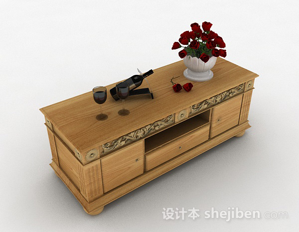 实木黄色柜子3d模型下载