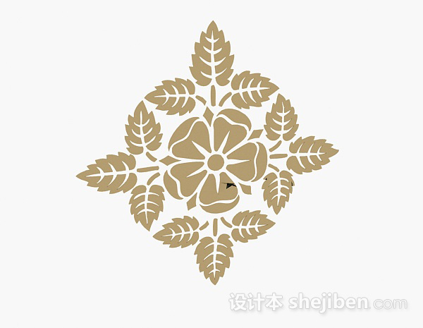 浅木色花卉墙纸3d模型下载