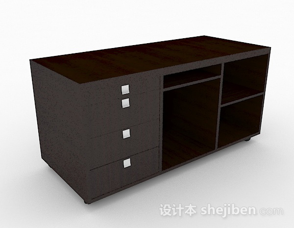 简约棕色柜子3d模型下载