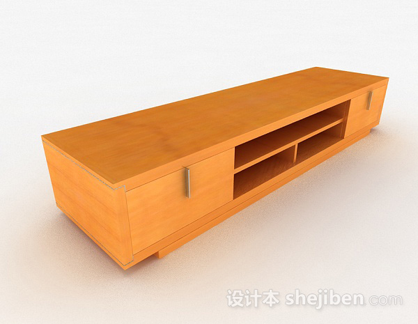 黄色木质电视柜3d模型下载