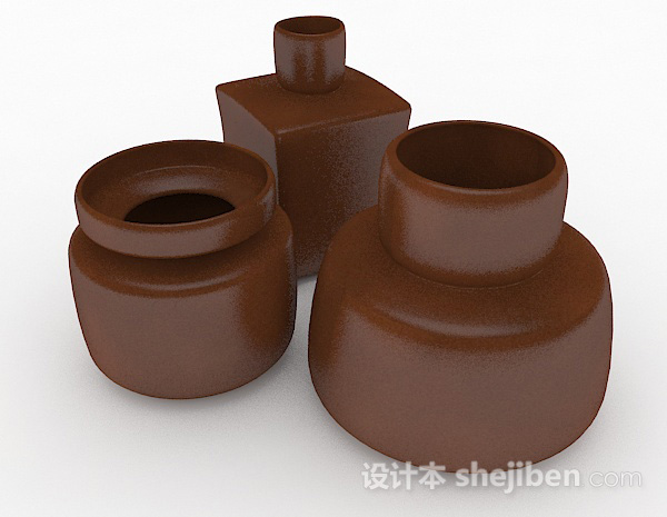 现代风格棕色瓷器瓶3d模型下载