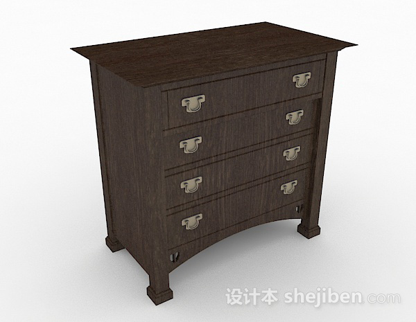 棕色木质床头柜3d模型下载