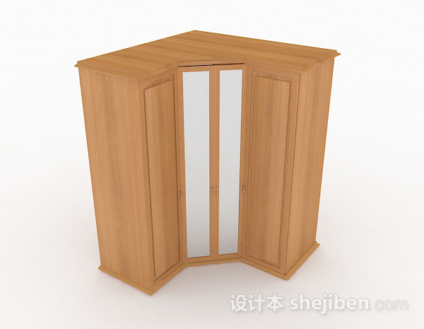 黄色家居木质衣柜3d模型下载