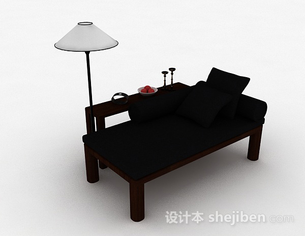 木质双人沙发3d模型下载