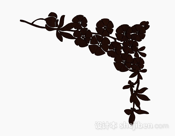 中式风格棕色雕花3d模型下载