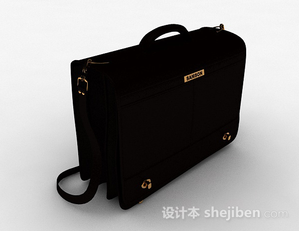 黑色皮质单肩包3d模型下载