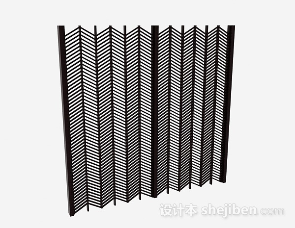 黑色双门折叠式屏风3d模型下载