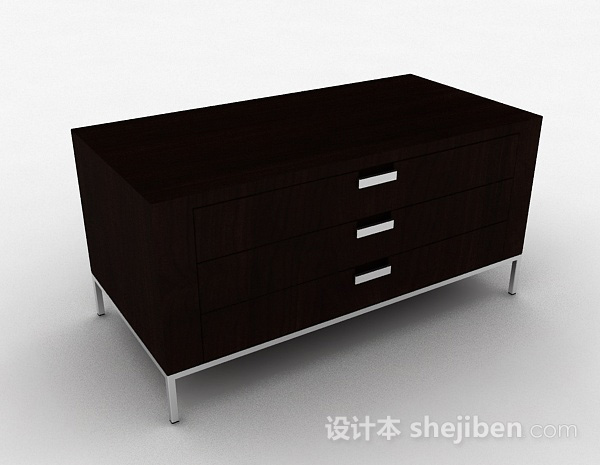 黑色木质电视柜3d模型下载