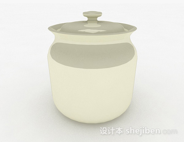 现代风格纯白陶瓷瓦罐3d模型下载