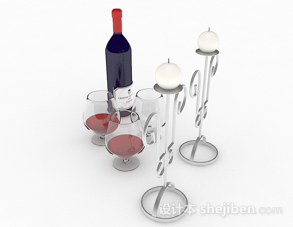 蓝色瓶包装红酒3d模型下载