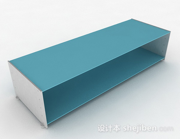 蓝白色简约鞋柜3d模型下载