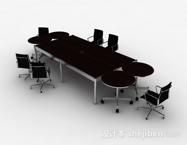 会议桌椅组合3d模型下载