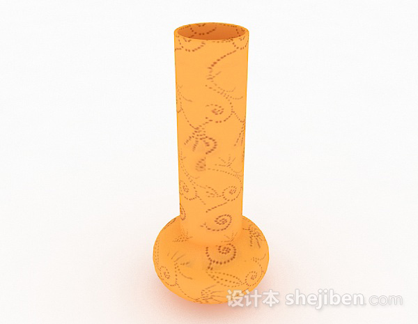 黄色陶瓷花瓶3d模型下载