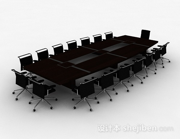 会议桌椅组合3d模型下载