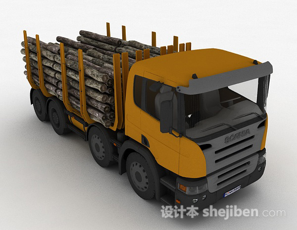 黄色拉货车3d模型下载