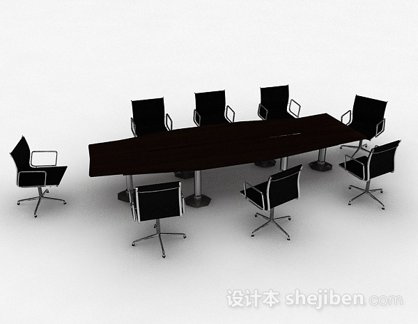 会议桌椅组合3d模型下载