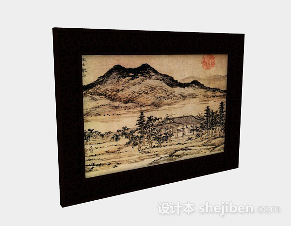 现代风格棕色家居挂画3d模型下载