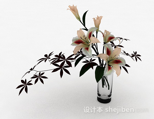 白色百合室内家居摆设品3d模型下载