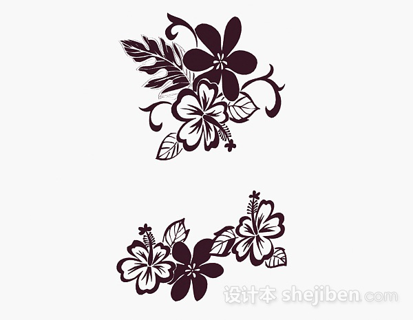 棕色花卉图案壁纸3d模型下载