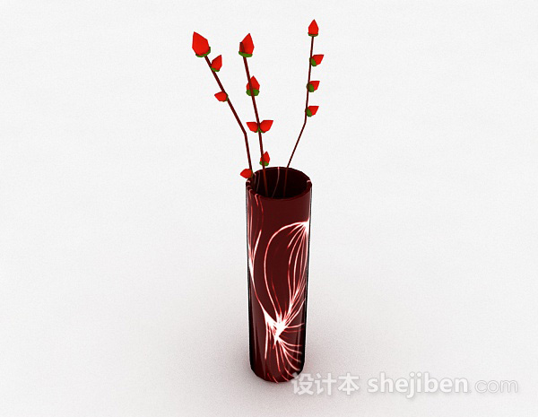 红色玻璃家居摆件3d模型下载