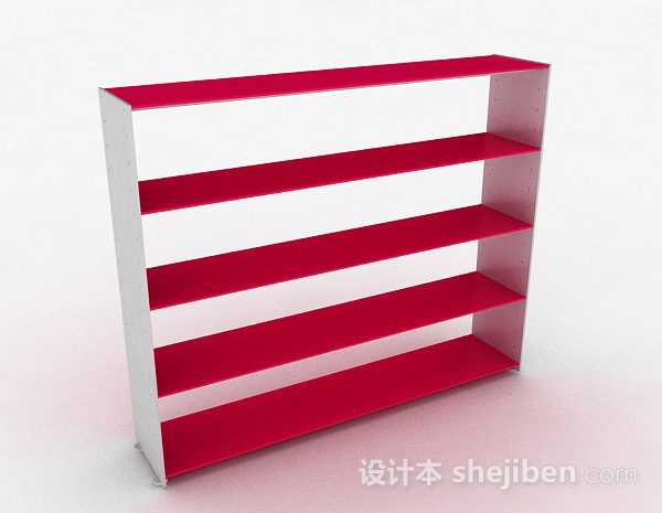 玫红色多层文件置物架3d模型下载