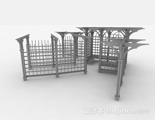 灰色镂空户外花架3d模型下载