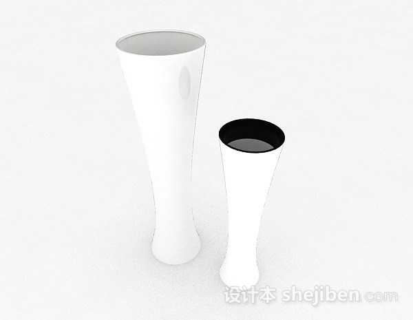 白色广口状陶瓷花瓶3d模型下载