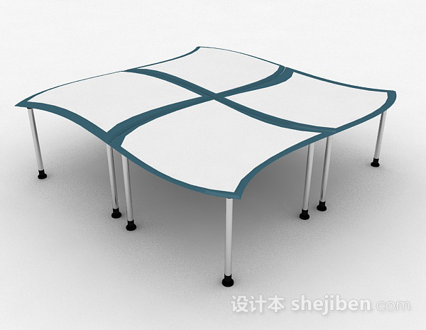 简约多人办公桌3d模型下载