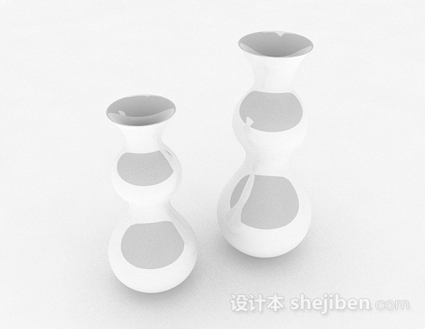 白色葫芦状陶瓷酒具3d模型下载