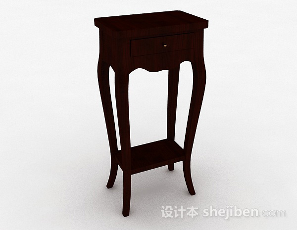 中式棕色木质花架3d模型下载