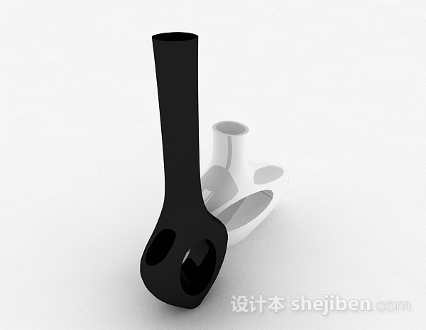 时尚黑白双色陶瓷花瓶3d模型下载