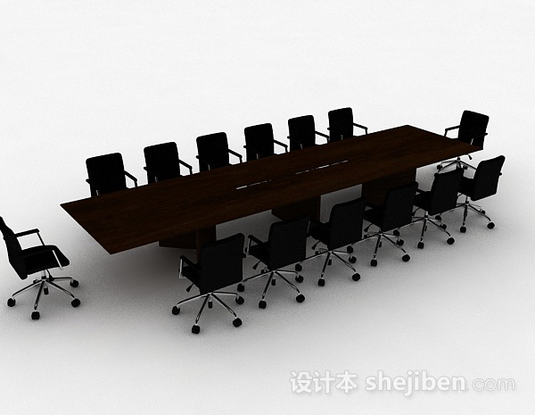 现代简约办公桌椅组合3d模型下载