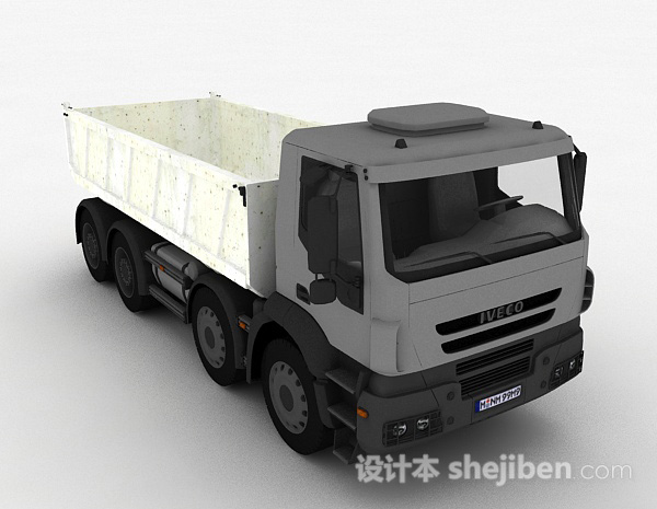 白色货车3d模型下载