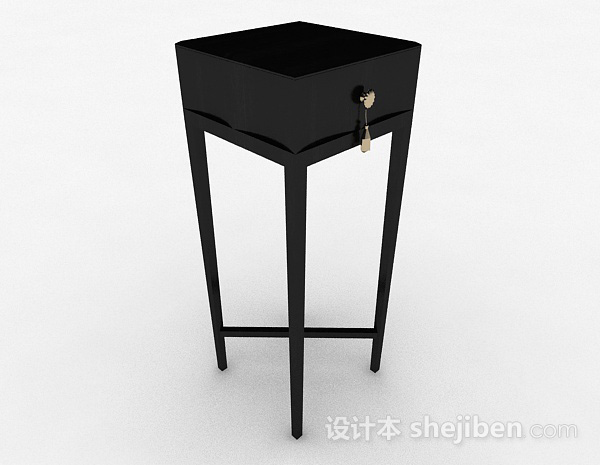黑色木质花架3d模型下载