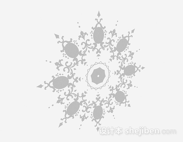 灰色圆形金属质地铁艺铁花3d模型下载