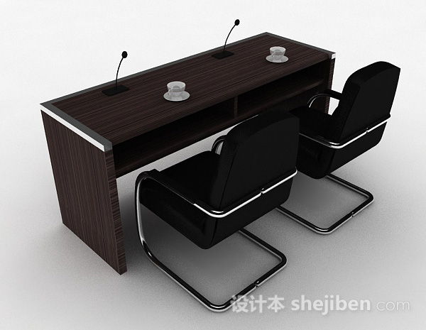 简约办公桌椅组合3d模型下载