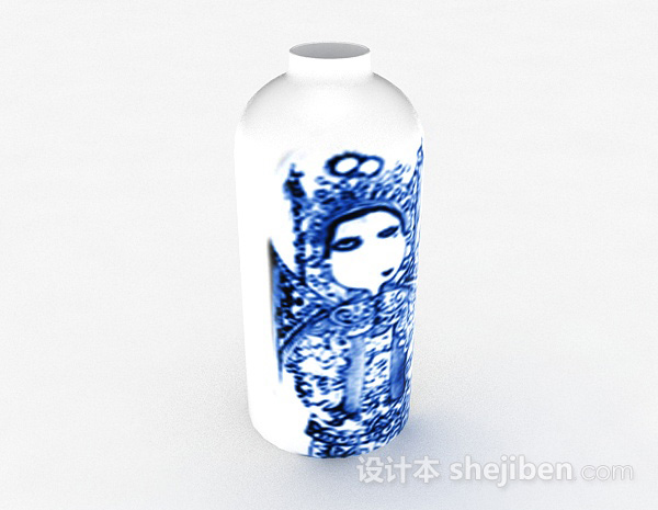 中式风格白色陶瓷摆件3d模型下载