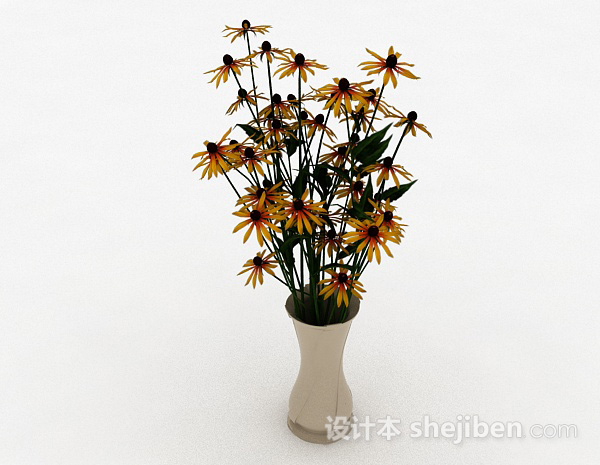 黄色花朵室内家居摆设品3d模型下载