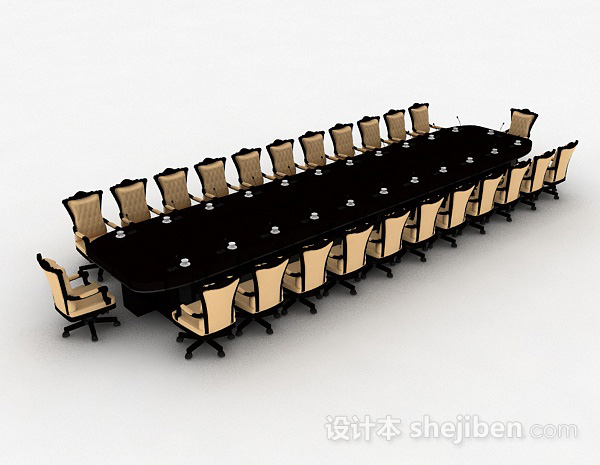 办公会议桌椅3d模型下载