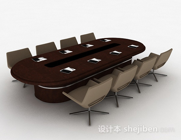 办公会议桌椅组合3d模型下载