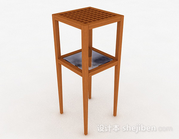 原木色木质花架3d模型下载