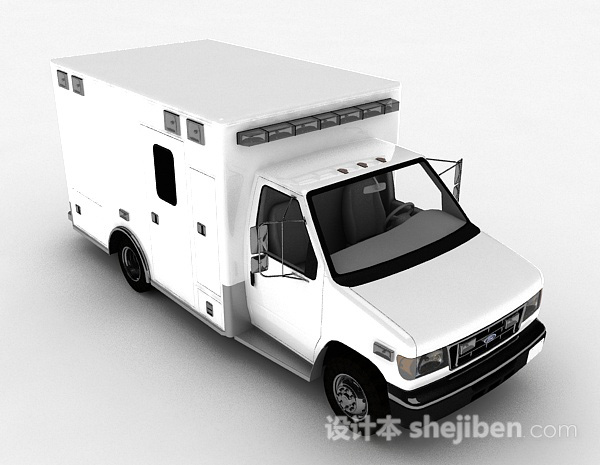 白色货车3d模型下载